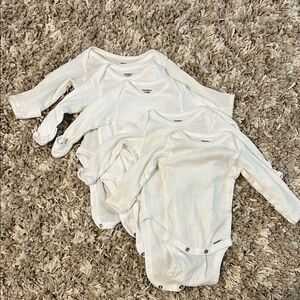 Gerber White Long Sleeve Onesies - Pack of 4